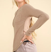 Load image into Gallery viewer, Taupe Soft LS Brushed Ribbed Knit Top