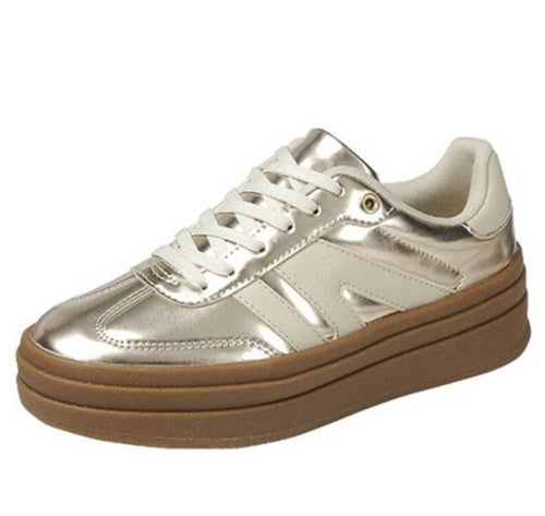 Gold/Beige Platform Sneaker