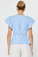 Load image into Gallery viewer, Pale Blue SS V-Neck Back Detail Blouse