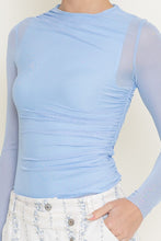 Load image into Gallery viewer, Powder Blue Mesh LS Top