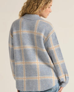 Z Supply Light Blue Tyler Plaid Sweater Jacket