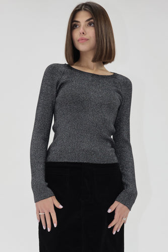 Black LS Sparkly Holiday Top