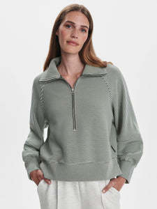 Varley Milano Half Zip Sweat 2.0- Thyme/Egret