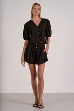 Load image into Gallery viewer, Black Eyelet Button Frnt Shorts