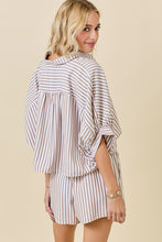 Load image into Gallery viewer, Mocha/White Striped Oversized Shirt w/ Shorts Set