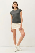 Load image into Gallery viewer, Charcoal Ribbed Cap Slv Tee