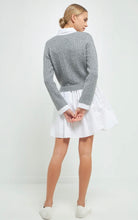 Load image into Gallery viewer, Heather Grey/White Cable Knit Down Mixed Media Dress