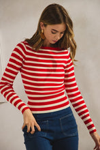 Load image into Gallery viewer, Red Striped Soft LS Sweater Top