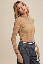 Load image into Gallery viewer, Tan Floral Mesh Mock Neck Layering Top