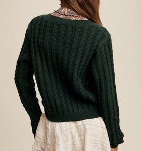 Hunter Green Classic V-Neck Sweater