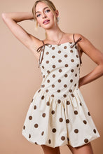 Load image into Gallery viewer, Cream/Brown Polka Dot Bubble Hem Dress