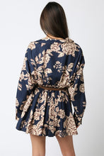 Load image into Gallery viewer, Blue/Cream LS Printed Dress w/ Belt