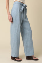Load image into Gallery viewer, Light Blue Tie Waist Linen Pants