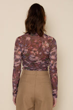 Load image into Gallery viewer, Burgundy Floral Shirring Mock Neck Bodysuit