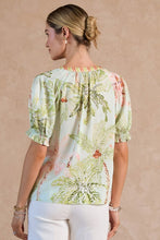 Load image into Gallery viewer, Seafoam Tropical Print SS Blouse