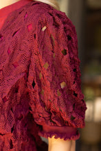 Load image into Gallery viewer, Maroon Floral Crochet Top