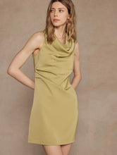 Load image into Gallery viewer, Lt. Olive Satin Draped Dress