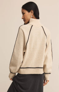 Z Supply Lt. Oatmeal Heather Alps Half Zip Sweater