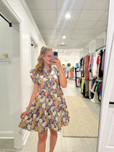 Load image into Gallery viewer, Lilac Floral Print Ruffle Slv Dress