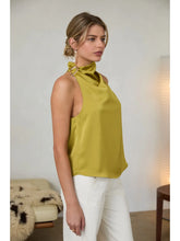 Load image into Gallery viewer, Chartreuse Satin Halter Neck Top