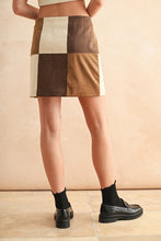 Load image into Gallery viewer, Brown Combo Patch Work Suede Skirt