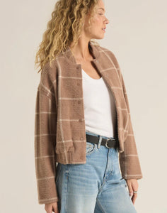 Z Supply Heather Taupe Lex Plaid Bomber Jacket