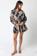 Load image into Gallery viewer, Blue/Cream LS Printed Dress w/ Belt