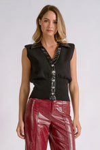 Load image into Gallery viewer, Black Slvls V-Neck Gold Button Sweater Top