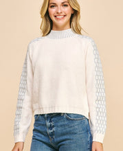 Load image into Gallery viewer, Ivory/Grey Stitching Mock Neck Sweater