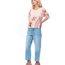 Load image into Gallery viewer, Peach Floral Embroidered SS Lenora Top