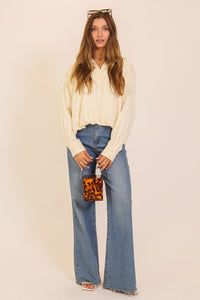 Bubble Hem LS Top Cream