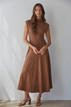 Load image into Gallery viewer, Brown Ribbed/Suede Maxi Dress