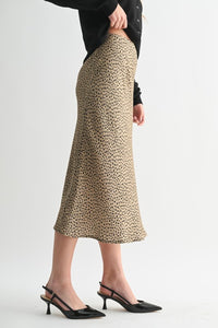 Taupe Leopard Satin Skirt
