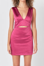 Load image into Gallery viewer, Fuchsia Satin Cut-Out Mini Dress
