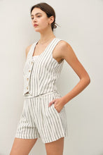 Load image into Gallery viewer, Ivory Striped V-Neck Button Up Vest