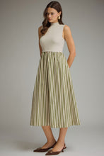 Load image into Gallery viewer, Cream Knit Slvls Green Striped Maxi Dress