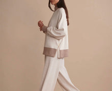 Load image into Gallery viewer, Varley Loxely Raglan Boyfriend Sweat-Ivory Marl/Taupe Marl