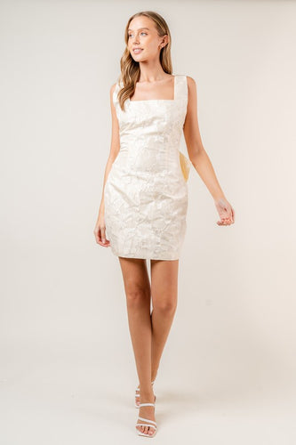 Cream Big Bow Mini Dress