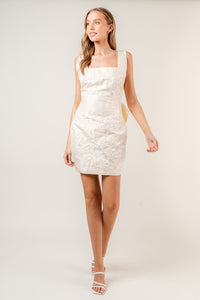 Cream Big Bow Mini Dress