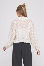 Load image into Gallery viewer, Cream Jacquard LS Button Blouse