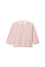 Load image into Gallery viewer, Perfect White Tee Sugar/Pink Striped Collared Rugby Shirt