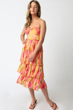 Load image into Gallery viewer, Mustard Coral Printed Ruffle Dress