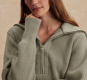 Varley Maura Half Zip Rib Knit-Agate Grey