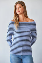 Load image into Gallery viewer, Light Blue Black Striped Sweater