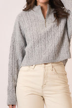 Load image into Gallery viewer, Heather Grey Brushed Zip Sweater