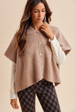 Load image into Gallery viewer, Latte Side Slit Sweater Cape Cardigan