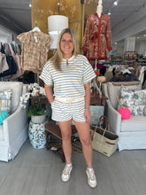 Load image into Gallery viewer, Light Blue Striped Gold Button Set