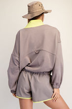 Load image into Gallery viewer, Stone Taupe/Lime Pullover + Short Set