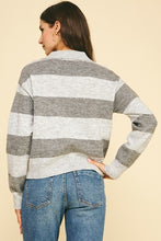 Load image into Gallery viewer, Heather Grey Striped Knit Basic Sweater
