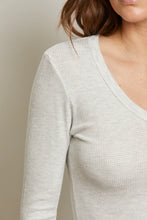 Load image into Gallery viewer, Perfect White Tee Ash Waffle LS U Neck Tee